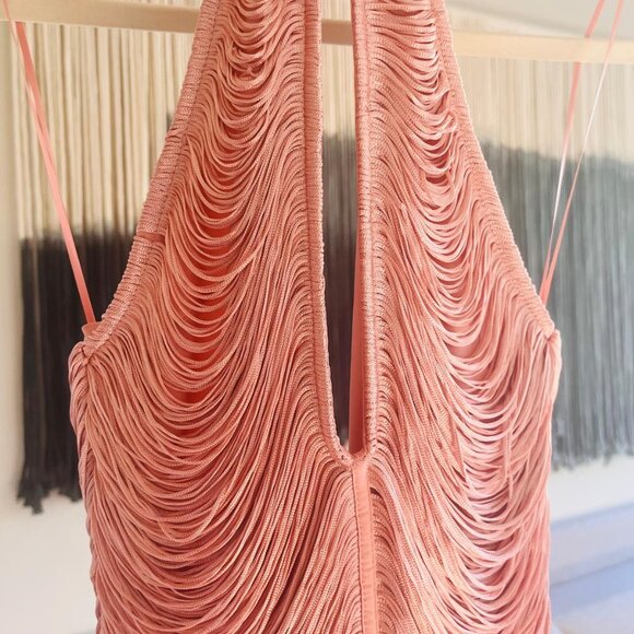 ZARA SHORT FRINGED HALTER DRESS (NWT) - Pale Pink - Medium (M)  | 4772/243/687 - Picture 8 of 11